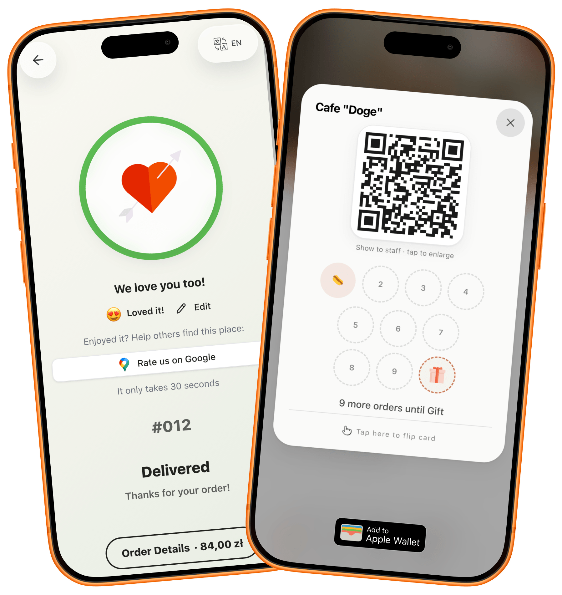 A guest's phone with loyalty rewards and a table reservation